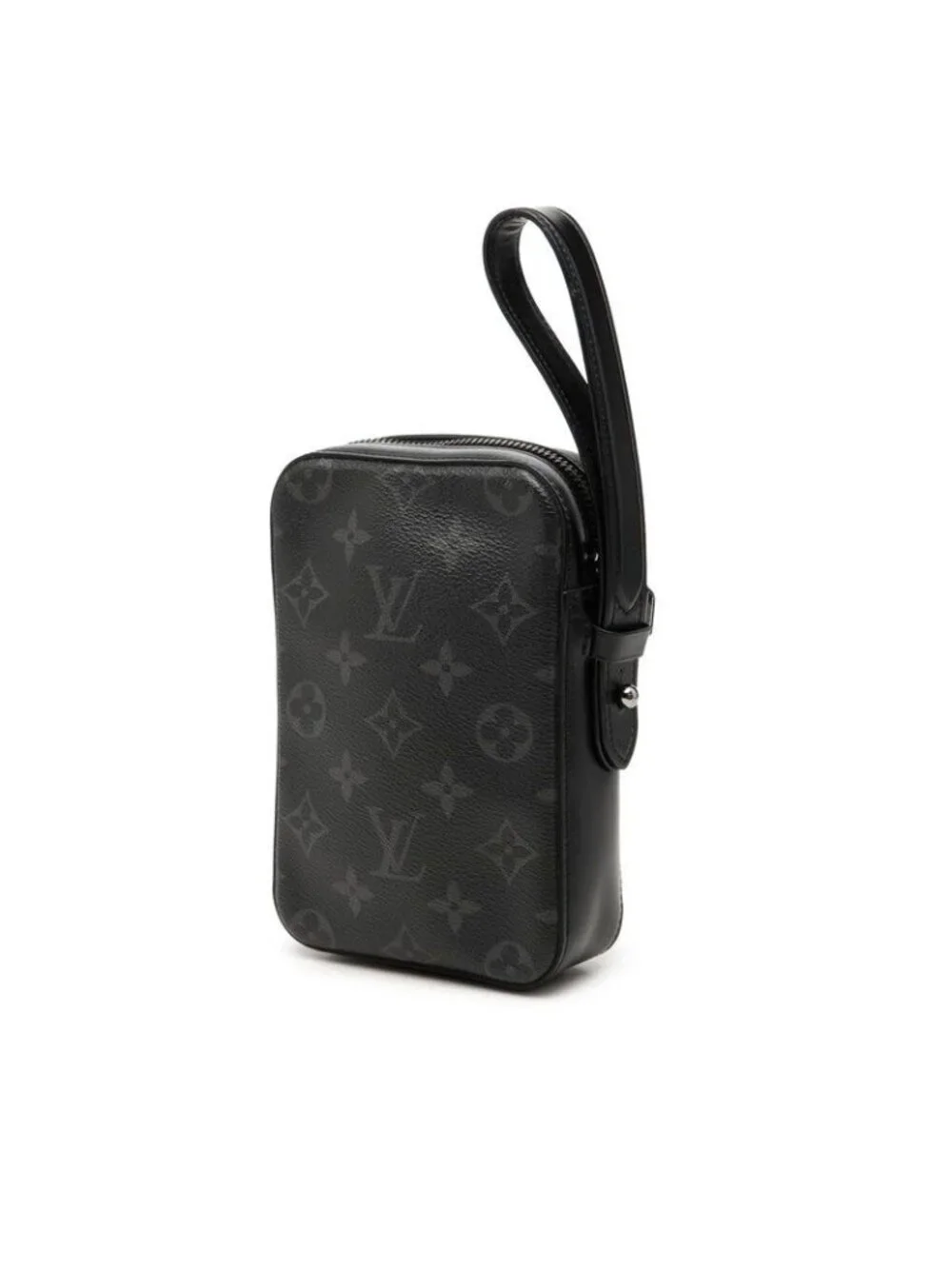 Louis Vuitton Monogram Eclipse Box Clutch Pouch Black Leather